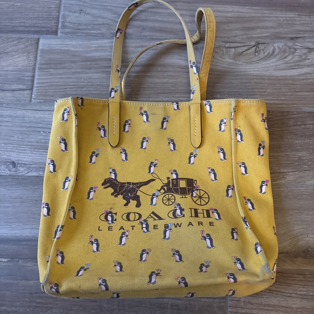 Rare Coach X Le Bin Marche Rive‎ Gauche Yellow Tote Unisex Made In New York